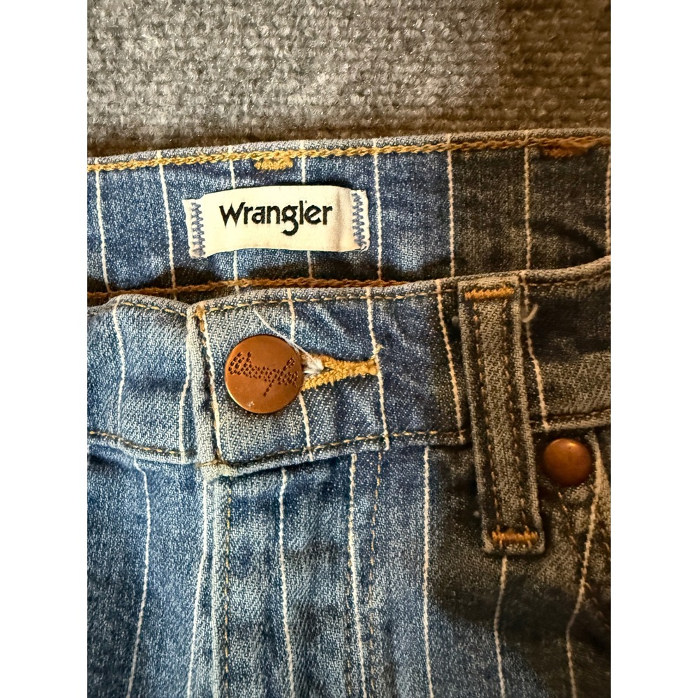 Wrangler Wanderer High Rise Flare Jeans LONG inseam  27x34 Blue White Pinstripe - Picture 3 of 6